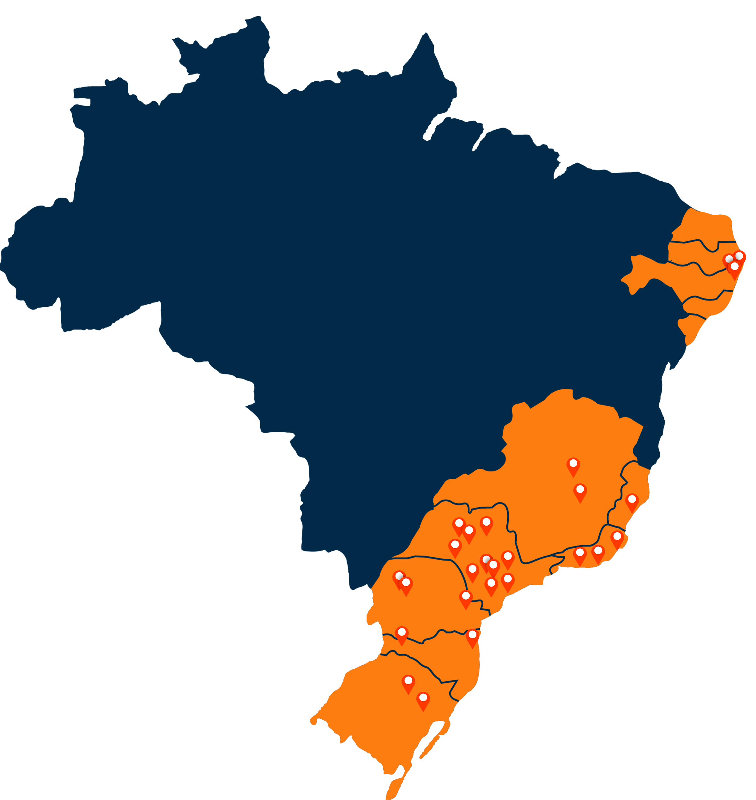Unidades estratégicas da Bulkylog pelo Brasil